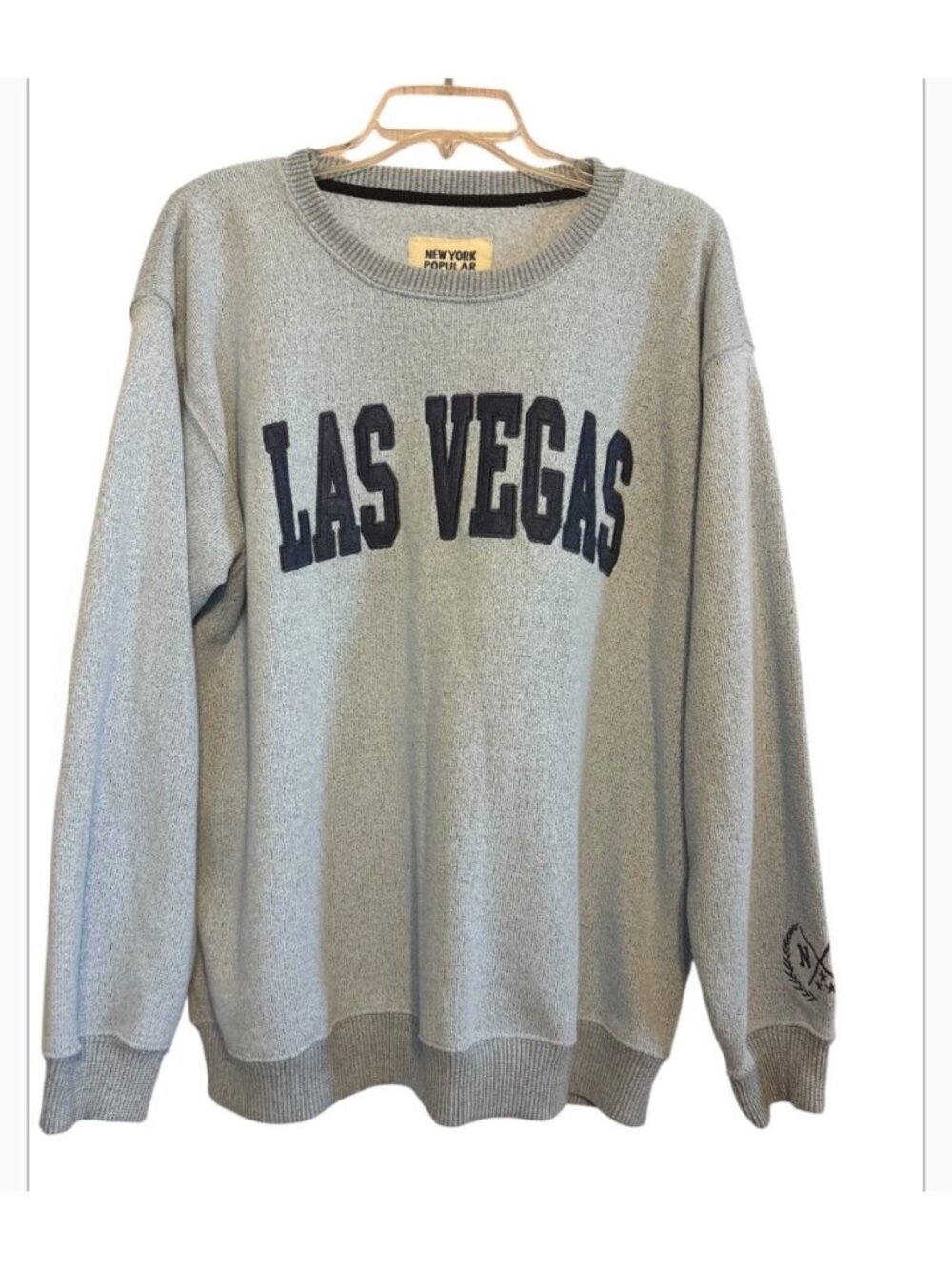 Las Vegas New York Popular Blue Slip On Stretch Sweatshirt Top Size Large